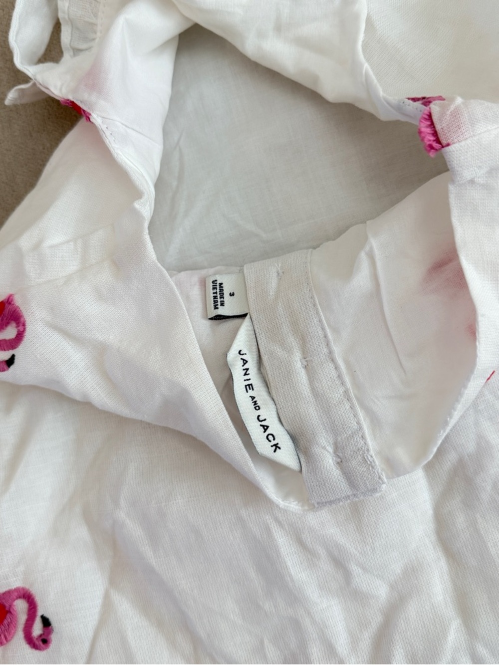JANIE & JACK White Halter Sundress with Pink Flamingo Embroidery - Picture 4 of 4